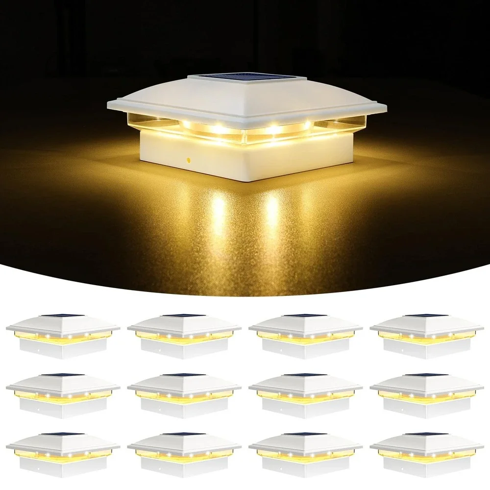 VOLISUN Solar Post Cap Lights 12 Pack White Warm White LED Fence Deck Outdoor